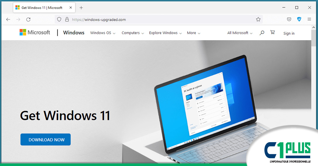 Cybercriminalite Un faux site web de mise à jour Windows 11 